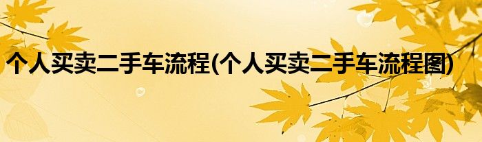 個(gè)人買賣二手車流程(個(gè)人買賣二手車流程圖)