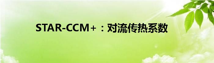 STAR-CCM+：對流傳熱系數(shù)