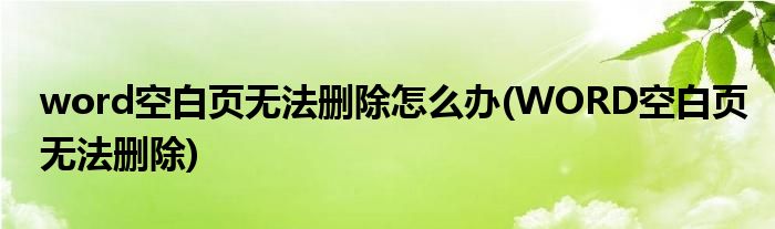 word空白頁無法刪除怎么辦(WORD空白頁無法刪除)