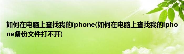 如何在電腦上查找我的iphone(如何在電腦上查找我的iphone備份文件打不開)