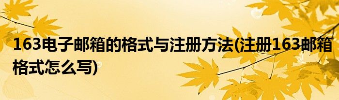 163電子郵箱的格式與注冊方法(注冊163郵箱格式怎么寫)