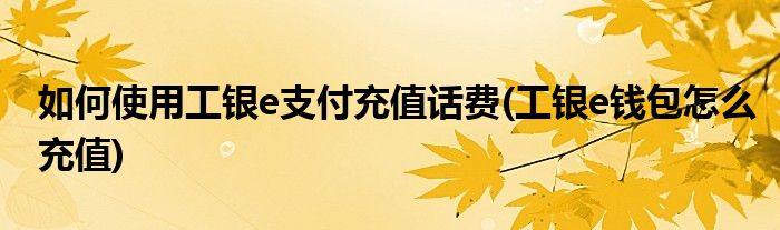 如何使用工銀e支付充值話費(工銀e錢包怎么充值)