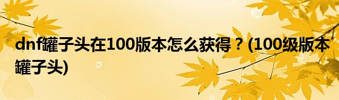 dnf罐子頭在100版本怎么獲得？(100級版本罐子頭)