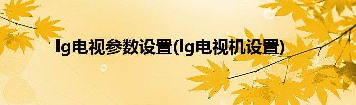 lg電視參數(shù)設(shè)置(lg電視機(jī)設(shè)置)