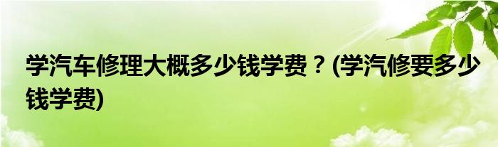 學汽車修理大概多少錢學費？(學汽修要多少錢學費)