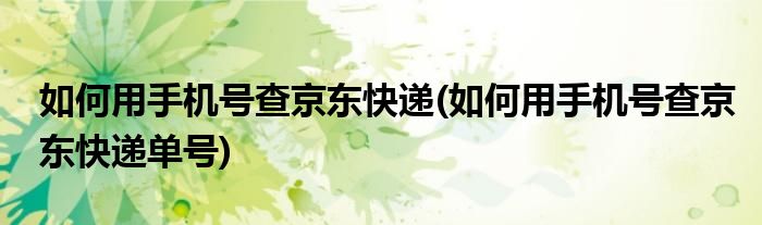 如何用手機號查京東快遞(如何用手機號查京東快遞單號)