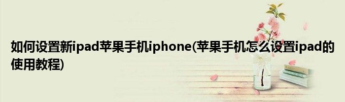 如何設(shè)置新ipad蘋果手機iphone(蘋果手機怎么設(shè)置ipad的使用教程)