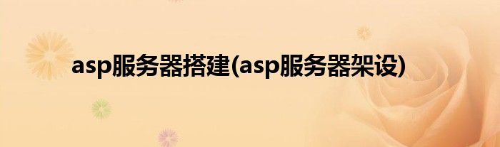 asp服務器搭建(asp服務器架設(shè))