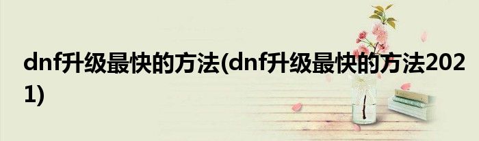 dnf升級最快的方法(dnf升級最快的方法2021)