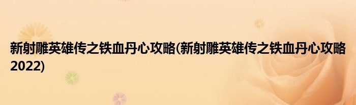 新射雕英雄傳之鐵血丹心攻略(新射雕英雄傳之鐵血丹心攻略2022)