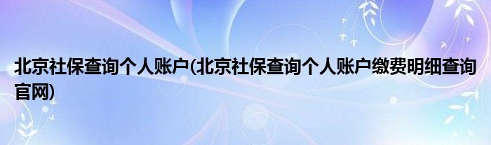 北京社保查詢個人賬戶(北京社保查詢個人賬戶繳費(fèi)明細(xì)查詢官網(wǎng))