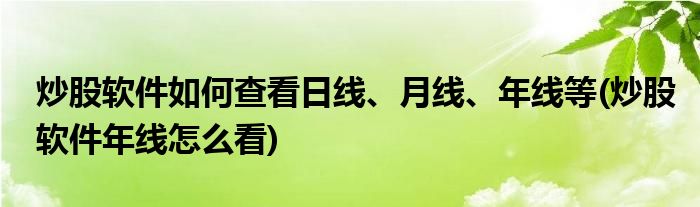 炒股軟件如何查看日線、月線、年線等(炒股軟件年線怎么看)