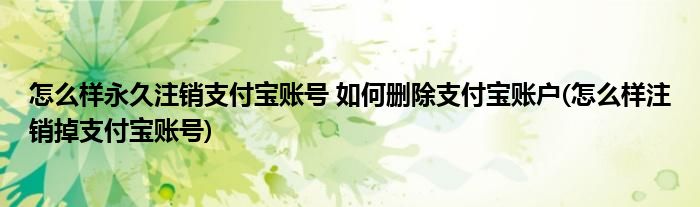 怎么樣永久注銷(xiāo)支付寶賬號(hào) 如何刪除支付寶賬戶(hù)(怎么樣注銷(xiāo)掉支付寶賬號(hào))