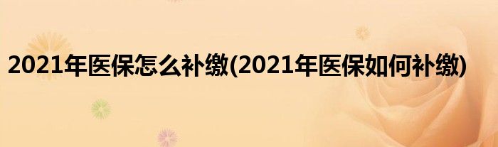 2021年醫(yī)保怎么補(bǔ)繳(2021年醫(yī)保如何補(bǔ)繳)