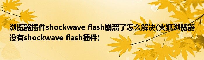 瀏覽器插件shockwave flash崩潰了怎么解決(火狐瀏覽器沒有shockwave flash插件)