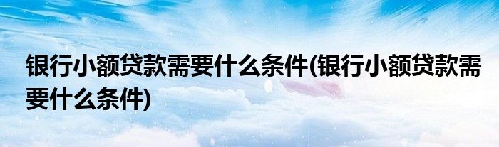 銀行小額貸款需要什么條件(銀行小額貸款需要什么條件)