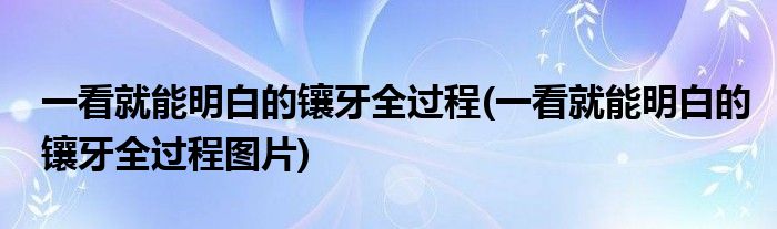 一看就能明白的鑲牙全過程(一看就能明白的鑲牙全過程圖片)