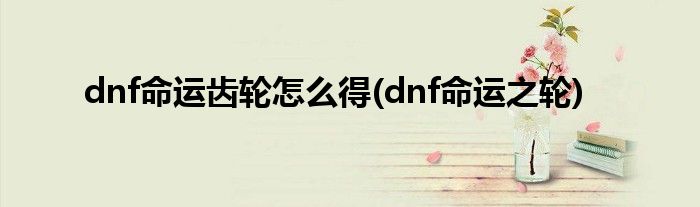 dnf命運(yùn)齒輪怎么得(dnf命運(yùn)之輪)