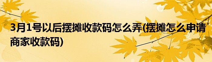 3月1號(hào)以后擺攤收款碼怎么弄(擺攤怎么申請(qǐng)商家收款碼)