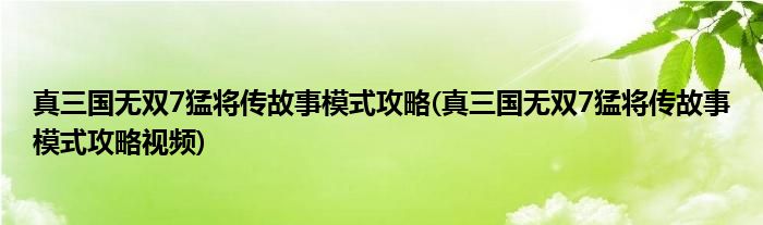 真三國無雙7猛將傳故事模式攻略(真三國無雙7猛將傳故事模式攻略視頻)