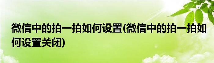 微信中的拍一拍如何設(shè)置(微信中的拍一拍如何設(shè)置關(guān)閉)