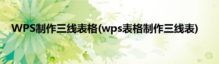 WPS制作三線表格(wps表格制作三線表)