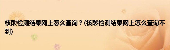 核酸檢測結果網(wǎng)上怎么查詢？(核酸檢測結果網(wǎng)上怎么查詢不到)