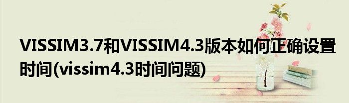 VISSIM3.7和VISSIM4.3版本如何正確設(shè)置時(shí)間(vissim4.3時(shí)間問題)