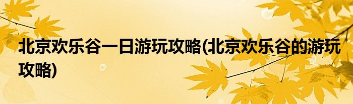 北京歡樂谷一日游玩攻略(北京歡樂谷的游玩攻略)