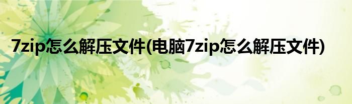 7zip怎么解壓文件(電腦7zip怎么解壓文件)