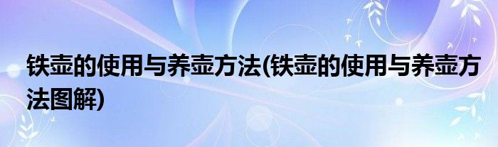 鐵壺的使用與養(yǎng)壺方法(鐵壺的使用與養(yǎng)壺方法圖解)