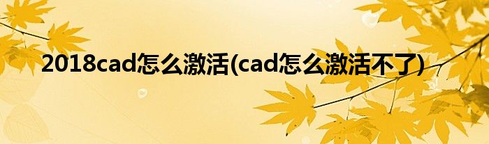 2018cad怎么激活(cad怎么激活不了)