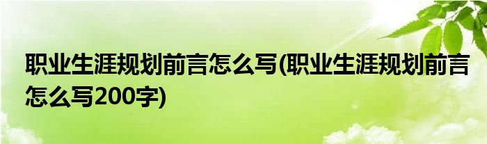 職業(yè)生涯規(guī)劃前言怎么寫(xiě)(職業(yè)生涯規(guī)劃前言怎么寫(xiě)200字)