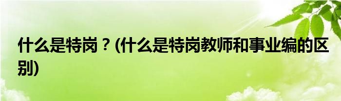 什么是特崗？(什么是特崗教師和事業(yè)編的區(qū)別)