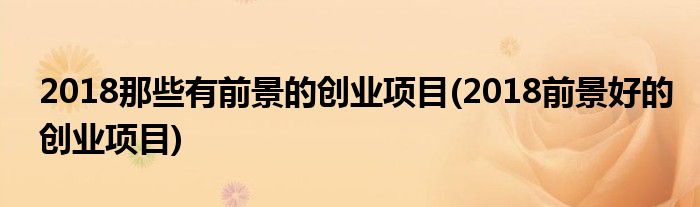 2018那些有前景的創(chuàng)業(yè)項目(2018前景好的創(chuàng)業(yè)項目)