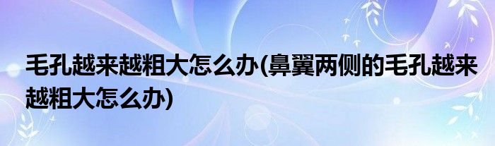 毛孔越來(lái)越粗大怎么辦(鼻翼兩側(cè)的毛孔越來(lái)越粗大怎么辦)