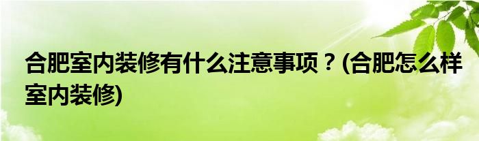 合肥室內(nèi)裝修有什么注意事項？(合肥怎么樣室內(nèi)裝修)