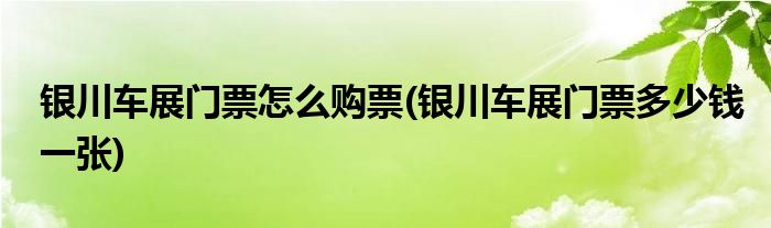 銀川車展門票怎么購票(銀川車展門票多少錢一張)