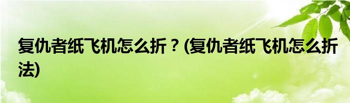 復仇者紙飛機怎么折？(復仇者紙飛機怎么折法)