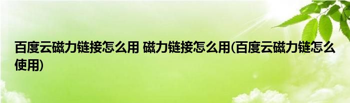 百度云磁力鏈接怎么用 磁力鏈接怎么用(百度云磁力鏈怎么使用)