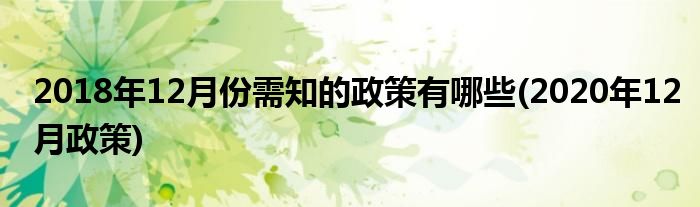 2018年12月份需知的政策有哪些(2020年12月政策)