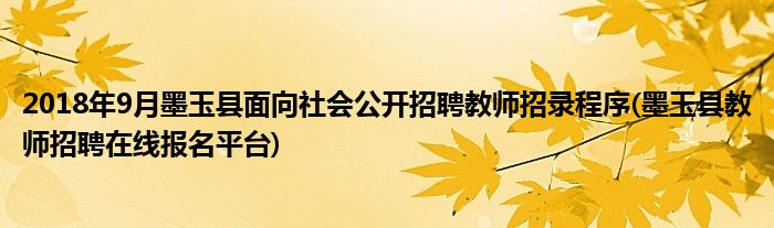 2018年9月墨玉縣面向社會(huì)公開(kāi)招聘教師招錄程序(墨玉縣教師招聘在線報(bào)名平臺(tái))