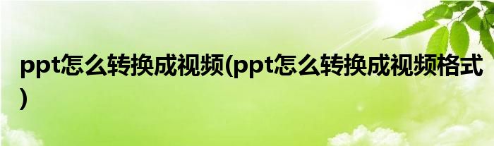 ppt怎么轉(zhuǎn)換成視頻(ppt怎么轉(zhuǎn)換成視頻格式)