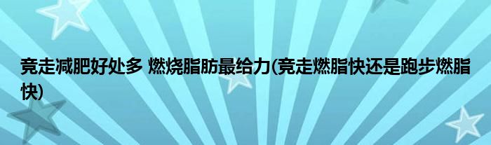 競走減肥好處多 燃燒脂肪最給力(競走燃脂快還是跑步燃脂快)