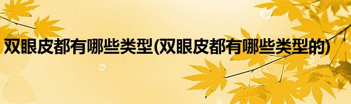 雙眼皮都有哪些類(lèi)型(雙眼皮都有哪些類(lèi)型的)