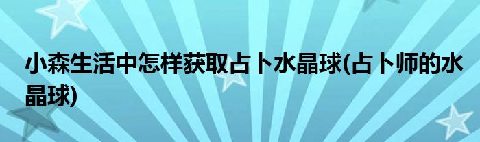 小森生活中怎樣獲取占卜水晶球(占卜師的水晶球)