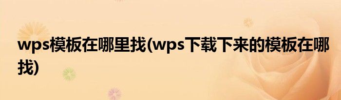 wps模板在哪里找(wps下載下來的模板在哪找)