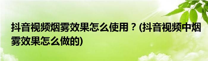 抖音視頻煙霧效果怎么使用？(抖音視頻中煙霧效果怎么做的)