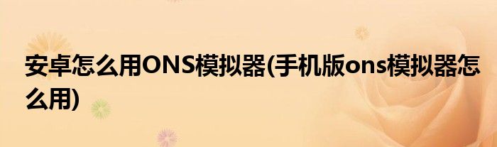 安卓怎么用ONS模擬器(手機(jī)版ons模擬器怎么用)