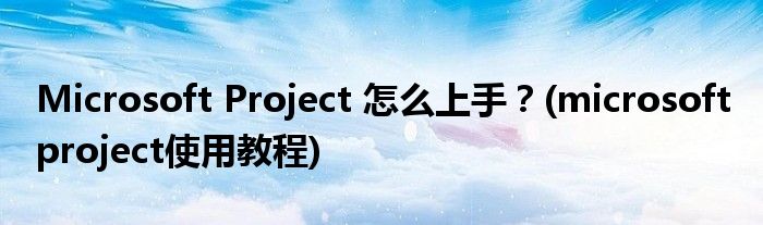 Microsoft Project 怎么上手？(microsoft project使用教程)